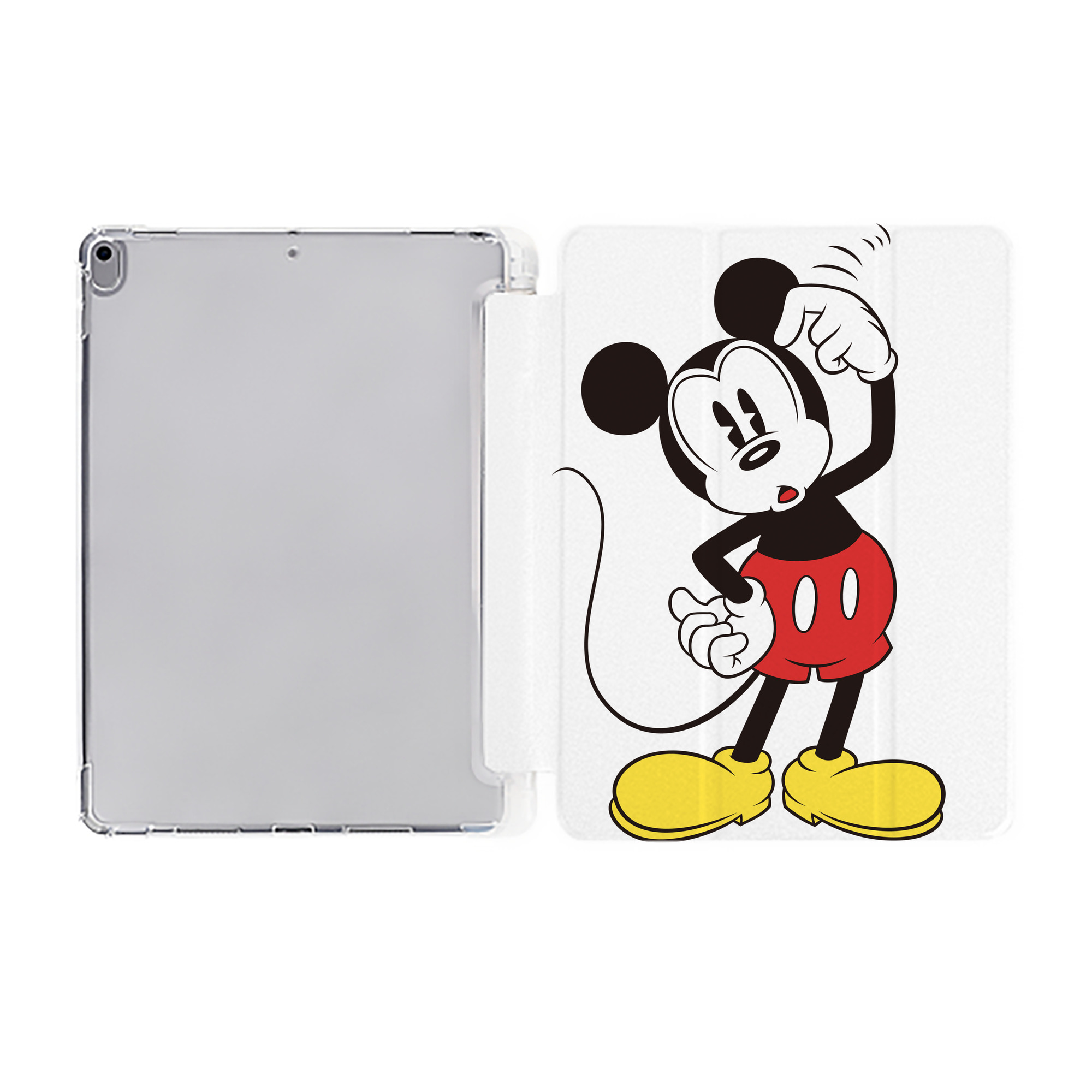 （画像用） ミッキーマウス Mickey Mouse IPad ケース ペン収納付き 三つ折りスタンド PUレザー×シリコン 対応機種9.5/10.5/10.9インチ